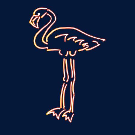 Flamingo neon effect shape on black background.のイラスト素材