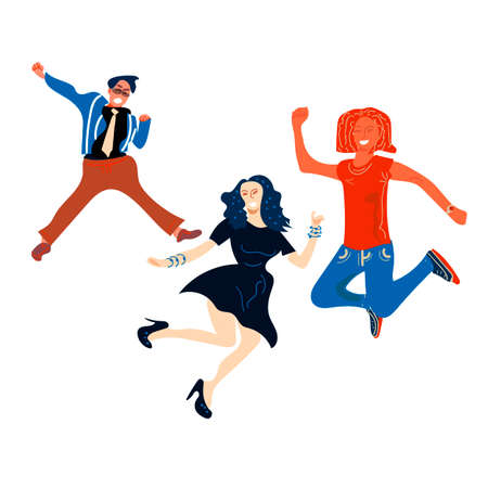 People Celebrating party, happy one, winner in life, illustration