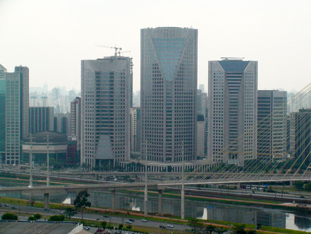 Part of the Marginal Pinheiros and buildings in the city of S?o Paulo, Brazil. 2014のeditorial素材