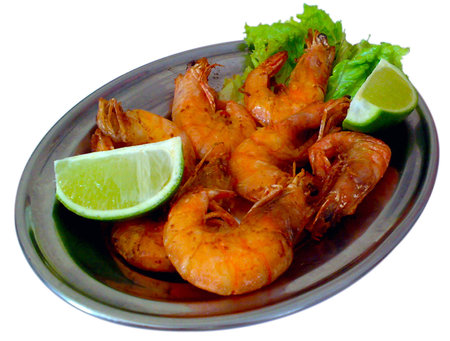 Portion of fried shrimp, garlic and oil, 2012の写真素材