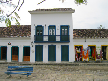 Trade installed in colonial building in the historic center of Paraty, Rio de Janeiro, Brazil, in 2015.のeditorial素材