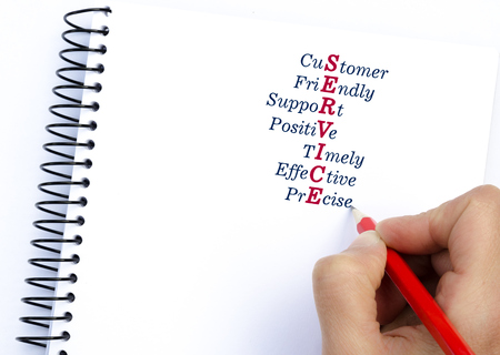 Acronym SERVICE Customer, Friendly, Support, Positive, Timely, Effective, Precise. Business Conceptの写真素材