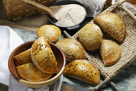 empanada with wholemeal flourの写真素材