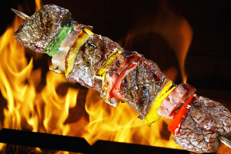 BBQ with kebab cookingの写真素材