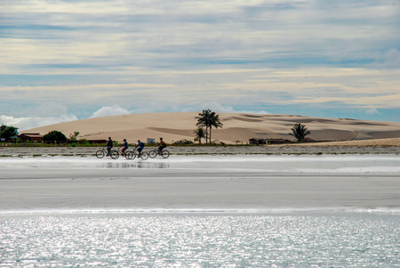 Jericoacoara is a virgin beach hidden behind the dunes of the west coast of Jijoca de Jericoacoara, CearÃ¡, Brazilの写真素材