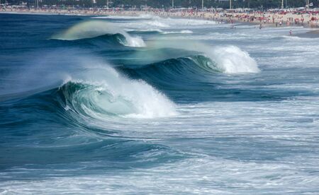 Copacabana beach in Rio de Janeiro on a big wave dayの写真素材