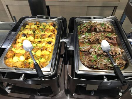 Self service restaurant food, meatの写真素材
