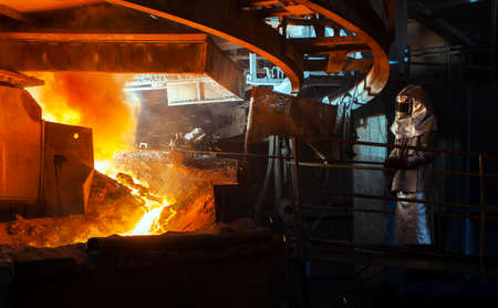 work process in metallurgical at manufacture of steel plantの写真素材