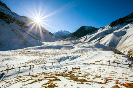 The Aconcagua Provincial Park is located in the northwest of the province of Mendozaの写真素材