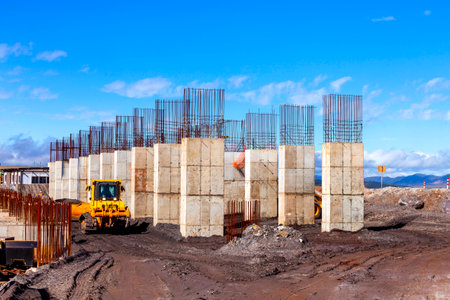 Large construction, bridges, buildings, industry execution of the foundation and concreting.の写真素材