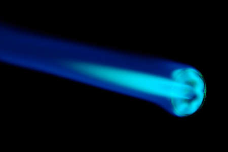 Close-up of fire and flames on a black background, blowtorch close-up of the fireの写真素材
