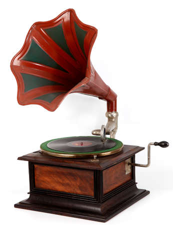 Vintage gramophone record player, phonographの写真素材