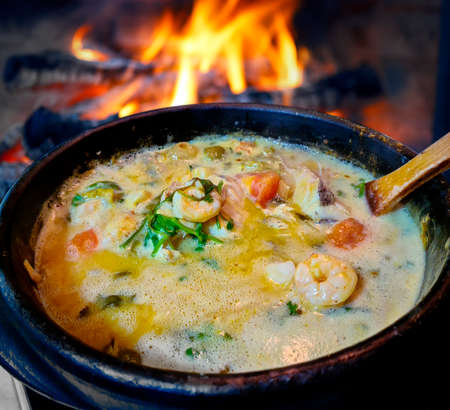 Fish and shrimp moqueca, stewの写真素材