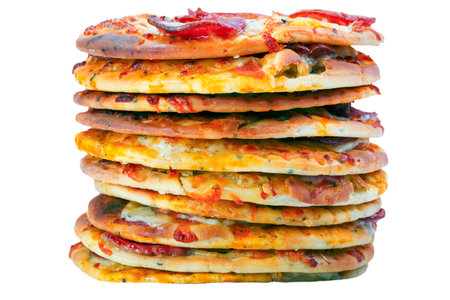 Pile of mini pizzasの写真素材