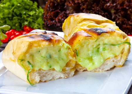 barbecue garlic bread, pao de alhoの写真素材