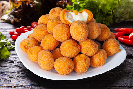 Brazilian snack, savory stuffed with cheeseの写真素材