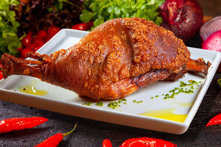 Roasted piglet shank crackling, pururucaの写真素材