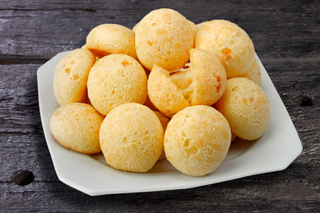 Brazilian snack, traditional cheese bread from Minas Gerais - pao de queijoの写真素材