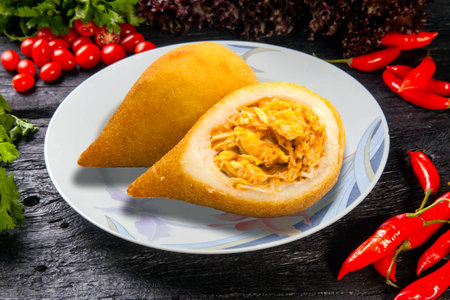 Coxinha of chicken, Brazilian snackの写真素材