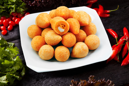 Coxinha of chicken, Brazilian snackの写真素材
