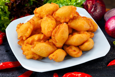 Cheese and meat angu pastry mush, Brazilian snackの写真素材