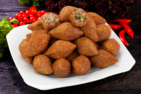 Fried kebab, traditional Arab cuisine, quibeの写真素材