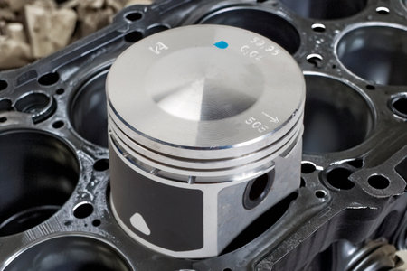 Piston of the car, close-up. Car engine.