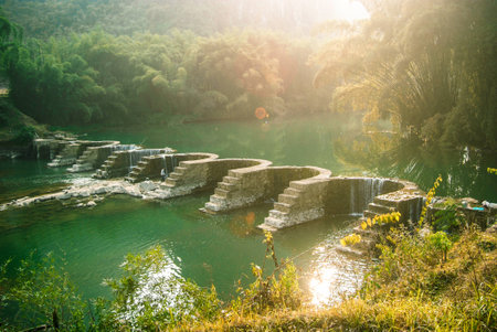 Small water dam in a river