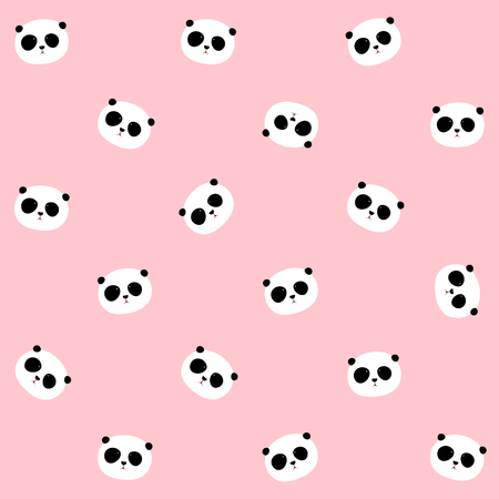 Panda head pattern on light pink backgroundのイラスト素材