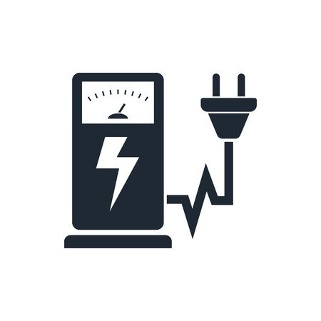 Electric car charging station sign iconのイラスト素材