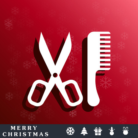 Comb and scissors iconのイラスト素材