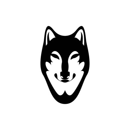 Vector wolf head, face  for retro logos, emblems, badges, labels template and t-shirt vintage design element. Isolated on white backgroundのイラスト素材