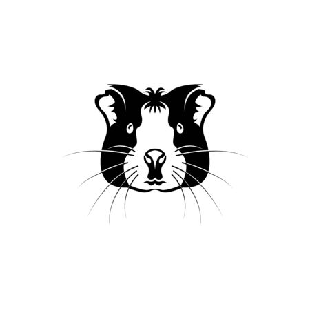 Vector guinea pig head, face  for retro hipster logos, emblems, badges, labels template and t-shirt vintage design element. Isolated on white backgroundのイラスト素材
