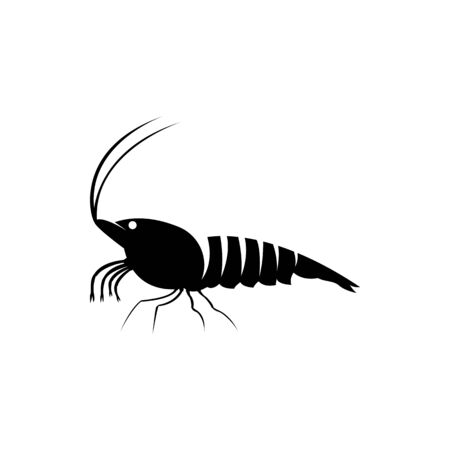 Shrimp silhouette. Isolated shrimp on white background. Prawnsのイラスト素材