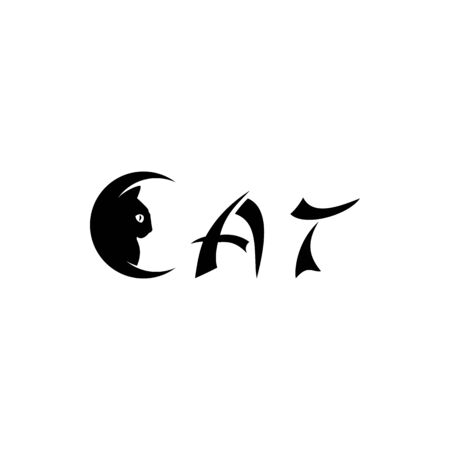 Vector cat head, face  for retro hipster logos, emblems, badges, labels template and t-shirt vintage design element. Isolated on white backgroundのイラスト素材