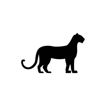 Vector leopard silhouette view side for retro logos, emblems, badges, labels template vintage design element. Isolated on white backgroundのイラスト素材