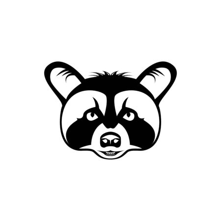 Vector raccoon head, face  for retro logos, emblems, badges, labels template and t-shirt vintage design element. Isolated on white backgroundのイラスト素材