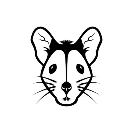 Vector mouse head, face  for retro logos, emblems, badges, labels template and t-shirt vintage design element. Isolated on white backgroundのイラスト素材