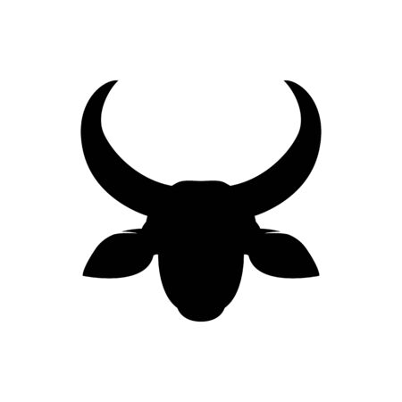 Vector asiatic buffalo head, face  for retro hipster logos, emblems, badges, labels template and t-shirt vintage design element. Isolated on white backgroundのイラスト素材