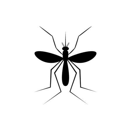 Insect a realistic mosquito. Mosquito silhouette isolated on white background. Vector illustrationのイラスト素材