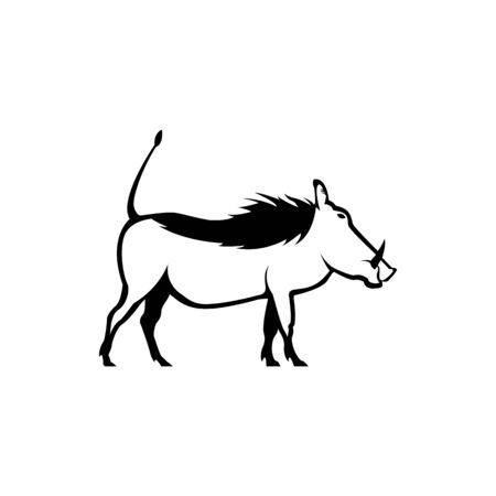 Vector warthog silhouette view side for retro logos, emblems, badges, labels template vintage design element. Isolated on white backgroundのイラスト素材