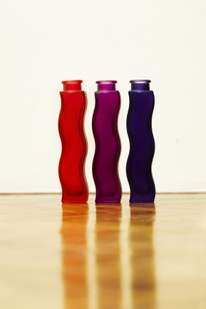 three colored vaseの写真素材