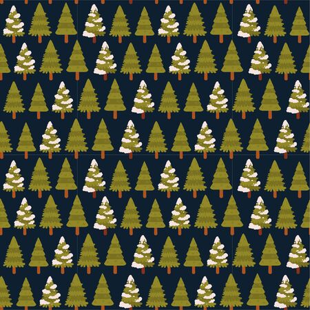 Seamless vector pattern with pine trees. Christmas wrapping paperのイラスト素材