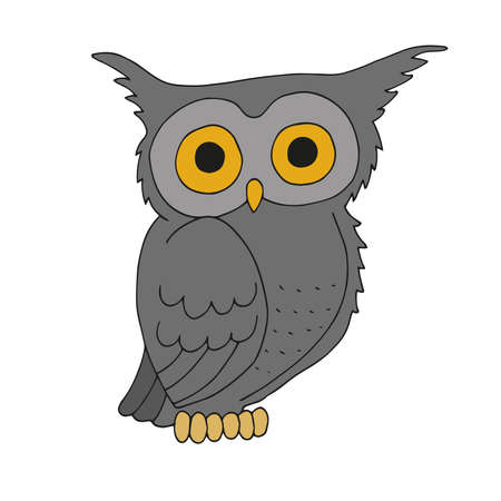 Vector flat cartoon owlのイラスト素材