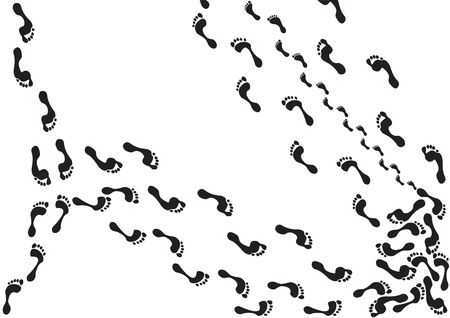 Illustration raster, traces of people, female, man's, children's on a white background.の写真素材