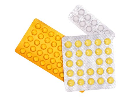 Tablets in packing on a white background.                    の写真素材
