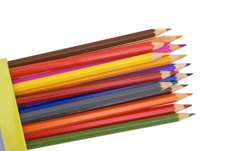 Colour pencils on a white background.                    の写真素材