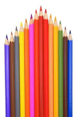 Colour pencils on a white background.                    の写真素材