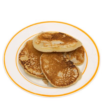 Fritters, pancake in a plate on a white background.                   の写真素材