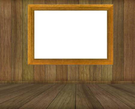 Framework for a picture on a wooden wall.の写真素材